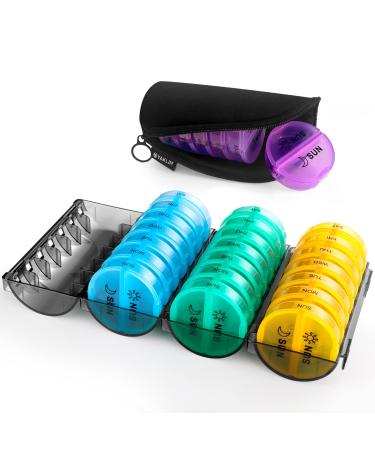 Yaklim Monthly Pill Organizer 2 Times A Day,XL One Month 28 Day Pill Box AM PM,Daily Pill Case Large 4 Week,Medication Organizer Dispenser for Pills,Fish Oils, Vitamin,Supplement(4 Colors )