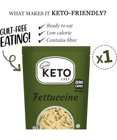 Keto Chef Konjac Fettuccine Pasta - Zero Sugar & Fat-Free Shirataki Noodles for Low-Calorie Healthy Diet | 270g Ready to Eat Pack - 1 Count - Buy Online on GoSupps.com