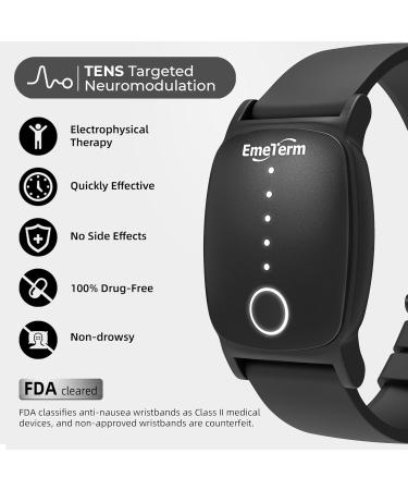 EmeTerm Explore FDA-Cleared Anti-Nausea Wristband - Waterproof Relief for Travel Sickness & Vomiting | Drug-Free Rechargeable Classic Design - Buy Online on GoSupps.com