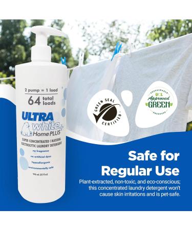 Ultra White Home Plus Electrolytic Detergent - Super-Concentrated Odorless Laundry Soap 32oz | Paraben-Free for Sensitive Skin - Buy Online on GoSupps.com