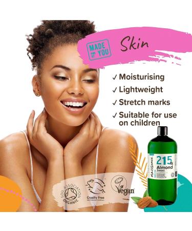 Naissance Organic Sweet Almond Oil (No. 215) 32 fl oz - Certified Organic, Cold Pressed, Vegan, Non GMO - Ideal for Massage, Skincare & Haircare - Buy Online on GoSupps.com