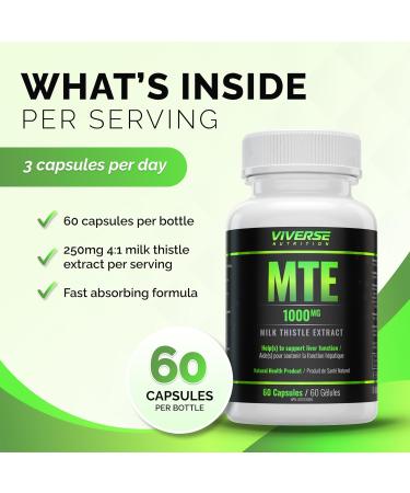Viverse Nutrition Milk Thistle Supplement - Source of Bioflavonoids Silymarin Silybin Antioxidants - Natural Ingredients Fast Absorbing - 60-Count - Buy Online on GoSupps.com