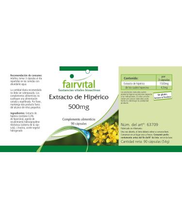 Fairvital | St. John's wort 500mg VEGAN - mushroom extract - Highly dosed - 90 capsules - standardized to 0.3% hypericin - Buy Online on GoSupps.com