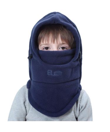 Vjoli unisex children winter hat young girl hoods 5 in 1 hat with warm scarf ski outdoor sports winter slip hat Cap 4-15 years (dark blue) 54-56 blue