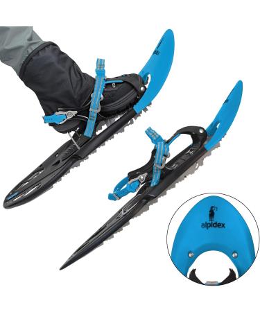 ALPIDEX 29 INCH Snowshoes for Sizes 38-46 - Climbing Aid Optional Poles & Carrying Bag - Up to 140 kg - Blue - Buy Online on GoSupps.com