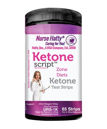 Nurse Hatty 65ct. Ketogenic & Diabetic Urinalysis Test Strips, and Fitting for Zone Diets - Reg. Length Strips.