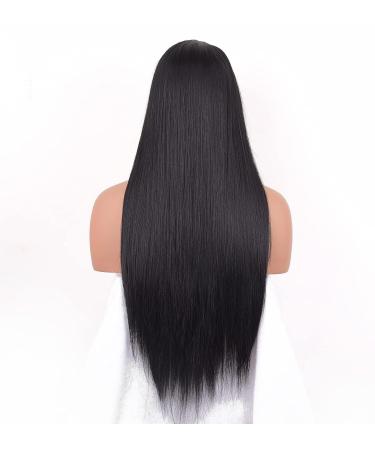 VEBONNY Glue Free 24 Inch Natural Black Wig for Women - Realistic Synthetic Hair Light Black Middle Part Style #074 - Buy Online on GoSupps.com