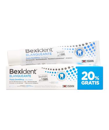 ISDIN Bexident Whitening Paste Toothpaste whitening and staining with results in 7 days daily use value pack 20 free 1 x 125 ml