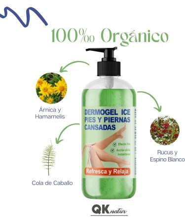 QKnatur - Cold Effect Gel Feet and Legs Tired Swollen or Varicose Veins - 500ml - Feeling Relief and Well-being - Refreshing anti-inflammatory and relaxing. circulation stimulators - Buy Online on GoSupps.com