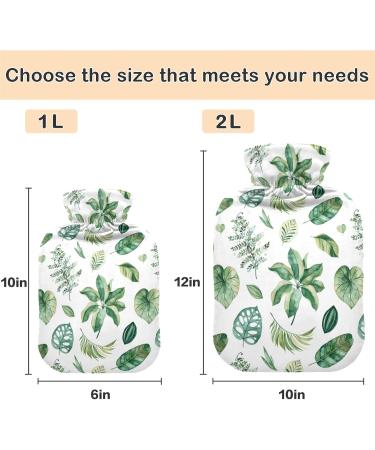 NAANLE Transparent Hot Water Bottle 1L with Palm Leaf Cover | Menstrual Cramps Relief & Heat Therapy for Hands & Feet - Buy Online on GoSupps.com