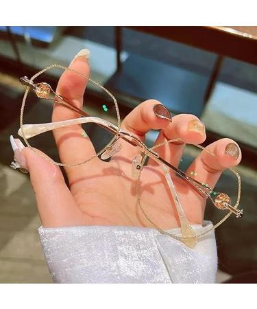 Buy Women's Diamond Rimless Anti-Blue Light Reading Glasses - Fashionable Presbyopia Glasses +0.0/000 in Gold: Stylish & Protective Eyewear for All Ages - Buy Online on GoSupps.com