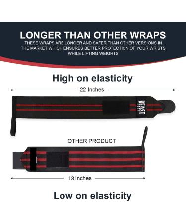 STEIGEN FITNESS-SF Wrist Wraps for Weightlifting Men & Women - 22 Competition Grade Wrist Support - Heavy Duty Thumb Loop Gym Wrap for Bodybuilding, CrossFit, Calisthenics - Lifting Straps (Red) - Buy Online on GoSupps.com