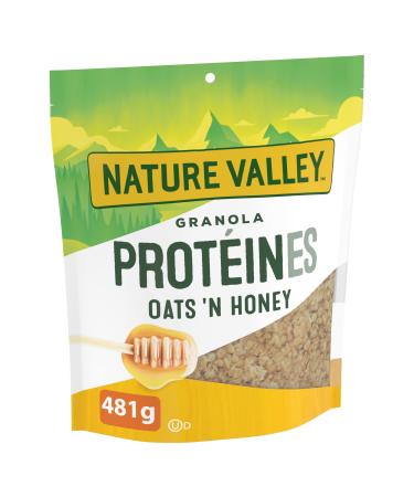 NATURE VALLEY - FAMILY SIZE PACK - Oats Honey Protein Granola Cereal Granola Bars Made with Real Honey 481 Grams Package of Protein Granola
