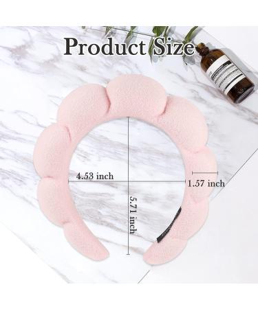 HOYDATE Puffy Spa Headband for Women - Pink | Soft & Padded Hairband for Makeup Removal, Shower, Skincare - Non Slip Sponge & Terry Towel Hair Band - Buy Online on GoSupps.com