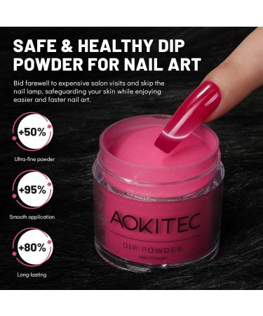 Aokitec Dip Powder 28g Classic Cherry Red Acrylic Dip Powder for Long-lasting Nail Art Strong Dip Nails Nail Powder for Nail Starter & Professional Home DIY Salon Use Quick Air Dry 03-Classic Cherry Red - Buy Online on GoSupps.com