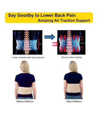Decompression Back Belt | Spinal Air Traction for Lower Back Pain Relief | Adjustable 29-49 Inches | Beige - Buy Online on GoSupps.com