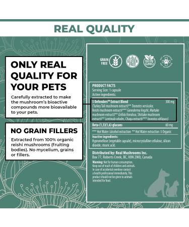 5 Defenders Mushroom Supplements for Cats & Dogs - Vet-Approved Health Support with Chaga, Shiitake, Reishi & Turkey Tail Mushrooms - 90ct Powder Capsules - Buy Online on GoSupps.com