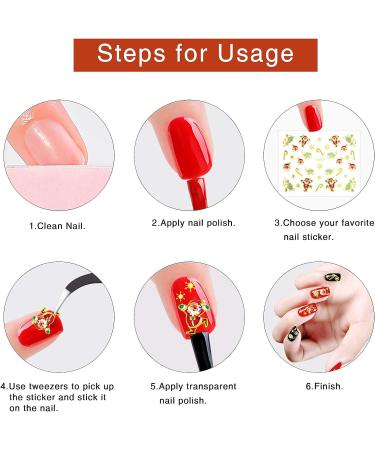 24 Sheets Christmas Nail Art Stickers - Self-Adhesive 3D Snowflake & Santa Gel Decals with Tweezers - Perfect for Christmas Parties - Gold - Buy Online on GoSupps.com