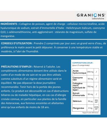 COLLAGENE MARIN-ACIDE HYALURONIQUE-COENZYME Q10- GRANIONS Collag ne N 1 en Pharmacies - Collagene et Acide Hyaluronique- Collagene Cheveux Peau Articulation Ongles -60 Comprim s Complexe Collag ne - Buy Online on GoSupps.com