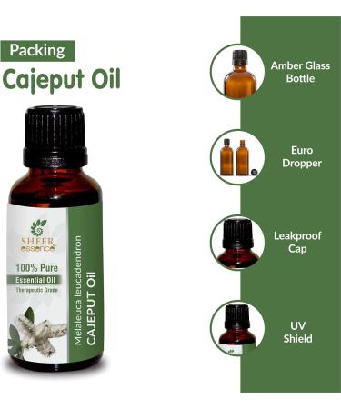 Cajuput Oil -(Kayu Putih | White Wood)- Essential Oil 100% Pure Natural Undiluted Uncut Therapeutic Grade Oil 8.45 Fl.Oz. 4 Fl Oz (Pack of 2) - Buy Online on GoSupps.com