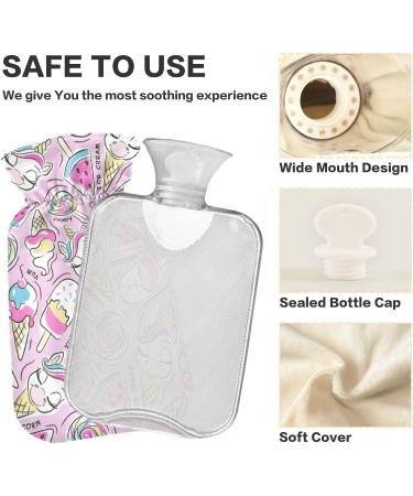 Naanle Unicorn Ice Cream Heat Bottle - 1L Transparent Hot Water Bottle for Pain Relief & Therapy | Ideal Bed Hand & Feet Warmer - Buy Online on GoSupps.com