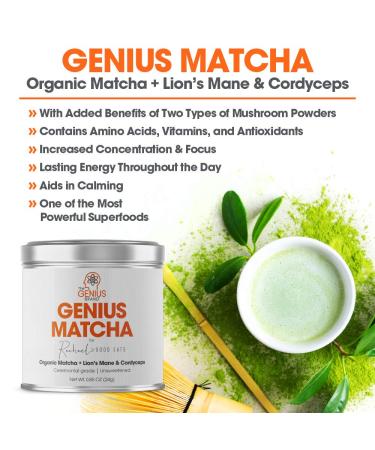 Organic Ceremonial Grade Matcha with Lions Mane & Cordyceps Mushroom Extract - Energy & Focus Boost | Japanese Origin by RachaelsGoodEats - Buy Online on GoSupps.com