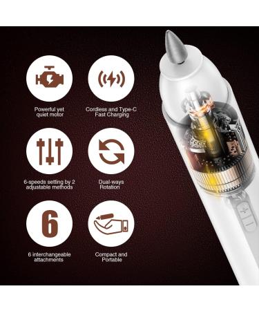 TOUCHBeauty 6-in-1 Electric Manicure Pedicure Nail Files Set with 6 Attachments and 6-Speed Motor - AG-1738 - Buy Online on GoSupps.com