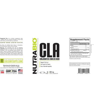 NutraBio CLA Conjugated Linoleic Acid Supplement 800mg 90 Softgels - Buy Online on GoSupps.com