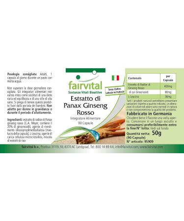 Fairvital | Panax Red Ginseng Extract 400mg 90 Capsules - Korean Ginseng - C.A. Meyer - Buy Online on GoSupps.com