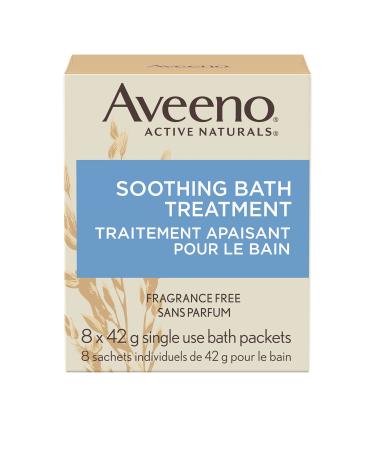Aveeno Soothing Bath Treatment with 100% Natural Colloidal Oatmeal for Treatment & Relief of Dry, Itchy, Irritated Skin Due to Poison Ivy, Eczema, Sunburn, Rash, Insect Bites & Hives, 8 ct.