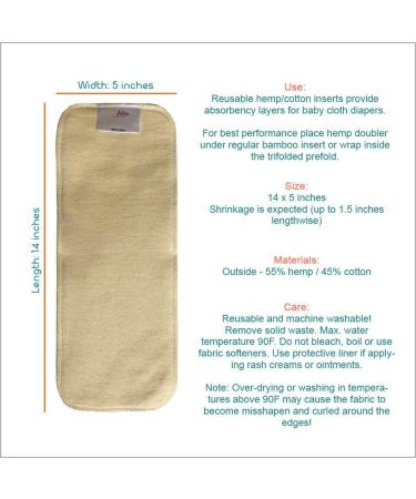 Hemp Diaper Inserts for Overnight Cloth Diapers - Pack of 5 Booster Pads - Buy Online on GoSupps.com