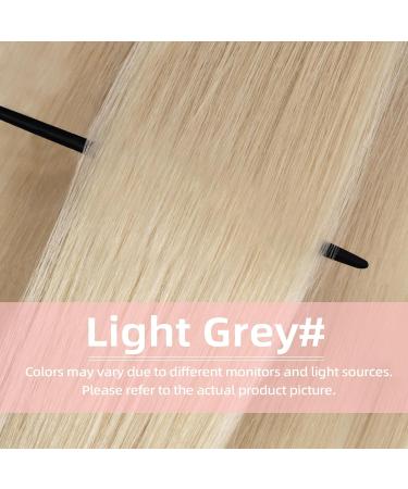 Vlasy Clip in Hair Extensions - 7 Piece Seamless Straight Human Hair Set in Light Grey - 12 Inch (60g) - Women's Natural Thick Weft Extensions - Buy Online on GoSupps.com