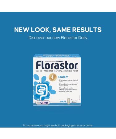 Florastor - Saccharomyces Boulardii CNCM I-745 - Daily All in One Probiotic - Gut Health & Digestive Support - Supports Immune System - The #1 Probiotic in class Worldwide - For Adults & Family 20 caps 20 count (Pack of 1) - Buy Online on GoSupps.com