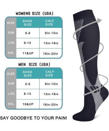 RNTCLAWCT Compression Stockings for Men & Women - 20-30 mmHg - 4 Pairs for Travel & Swollen Feet - Sizes 2XL/3XL (12in-16in/EU43-47) - Buy Online on GoSupps.com
