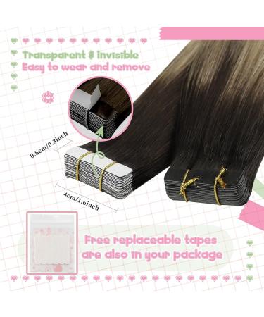Youngsee Real Hair Extensions - 45cm Tape Balayage - Brown & Blonde Ombre Remy Hair 50g #4/145 #4/14/60 - Buy Online on GoSupps.com