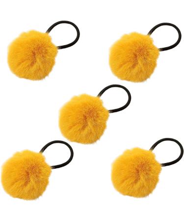 Youany Hair Ties - Women's Pompom Colorful Hair Ties Chic Pompom Hair Rope for Ponytail Fashionable Girls Hair Accessories for Daughter Sister turmeric - Buy Online on GoSupps.com