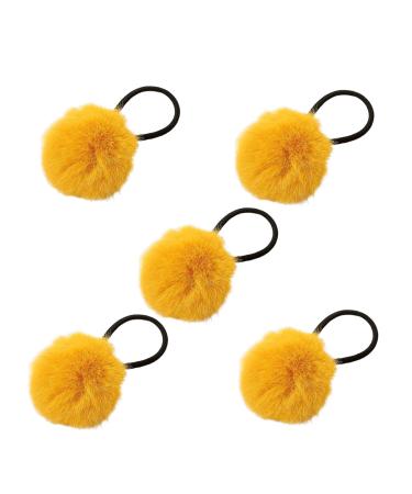 Hairband for Girls - Girls' Colorful Pompom Hair Ring Ties | Chic Pompom Hair Rope for Ponytail Fashionable Girls Hair Accessories for Daughter Sister turmeric