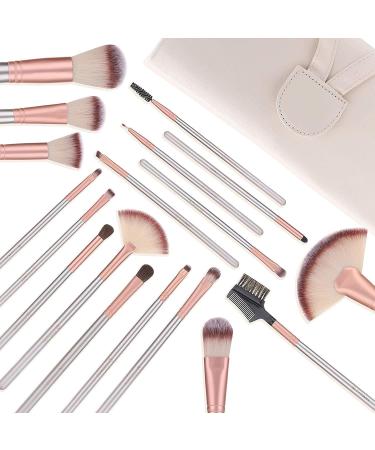 TTRWIN 18 Pcs Professional Makeup Brush Set - Synthetic Kabuki Brushes for Face, Blush, Lip, Eyeshadow, Eyeliner, Foundation & Powder - Cosmetic Brushes Kit with PU Leather Bag - Beige Set - Buy Online on GoSupps.com