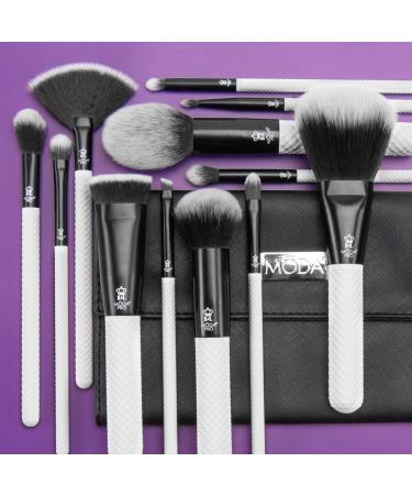 MODA Pro Full Face 13PC Makeup Brush Set - White | Travel Pouch Included | Perfect for Flawless Makeup Application - Buy Online on GoSupps.com