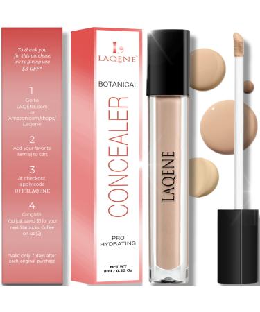 LAQENE Luxury Line: Concealer For Flawless Silky Smooth Full Coverage - Hydrating  Ultra Light  Long Wearing Lasting  For Dark Circles Blemishes - Natural Ivory - Blendable to Skin Tone