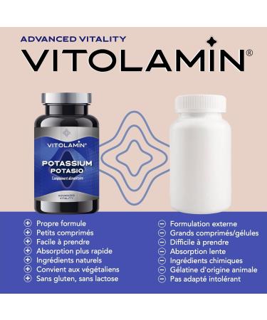 Potassium Vitolamine 180 Vegetarian Tablets - Contributes to the normal functioning of the muscles and nervous system - Buy Online on GoSupps.com