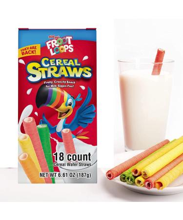 Kellogg's Cereal Straws Froot Loops - Childhood Nostalgic Treat for Drinking and Eating - Pack of 3, 18 Count - Buy Online on GoSupps.com