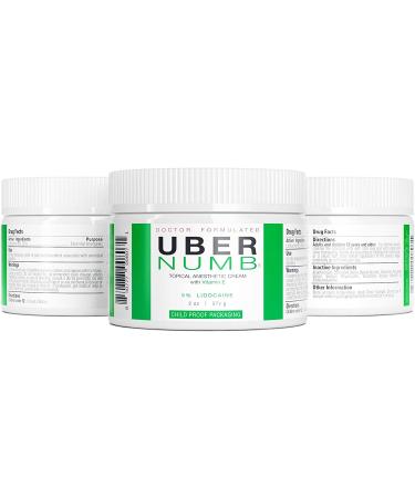 Uber Numb 5 Lidocaine Topical Numbing Cream - Maximum Strength Pain Relief 2 oz - Vitamin E and Allantoin Infused Anesthetic Cream - CR 2 Ounce Pack of 1 - Buy Online on GoSupps.com