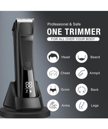 Rechargeable Body Hair Trimmer for Men - Wet & Dry Groin Groomer with LED Light - Private Parts & Pubic Hair Razor - Waterproof - (Due Teste di taglio) - Buy Online on GoSupps.com