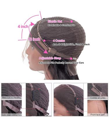 Binrris 26 Inch Brazilian Virgin Human Hair Lace Front Wig | Straight 13x4 HD Transparent Lace Frontal | Pre Plucked with Baby Hair | 180% Density | for Black Women - Buy Online on GoSupps.com