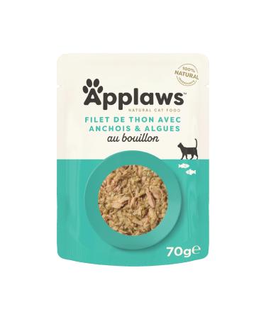 Applaws - Natural - Wet food for adult cats - Tuna fillet and anchovies in broth - 12 pouches of 70 g