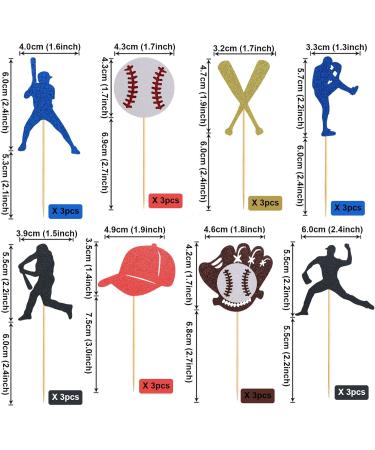 UXYOKM 24Pcs Baseball Cupcake Toppers Glitter Baseball Players Cupcake Picks Baby Shower Kids Birthday Sport Theme Party Cake Decorations Supplies - Buy Online on GoSupps.com