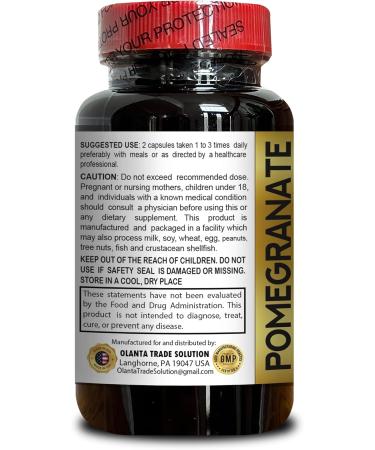 Pure Pomegranate Extract Capsules Plant-Based Antioxidant Support for Men and Women Vegan Non-GMO Herbal Wellness Supplement 60 Count Bottle - Buy Online on GoSupps.com