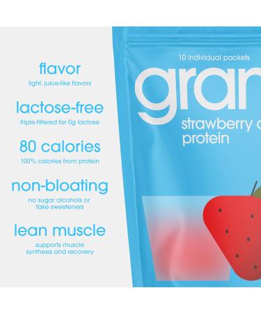 GRAMMS Clear Protein Powder Packets 20G Protein for Women & Men | Lactose Free Grass-Fed Whey Isolate Gluten Free Zero Sugar Gut Friendly Non-Bloating (Strawberry Acai-10 Servings) - Buy Online on GoSupps.com