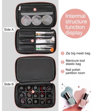 Pink Nail Polish Travel Case with Compartment Organizer - Manicure Set Accessories Bag - Buy Online on GoSupps.com